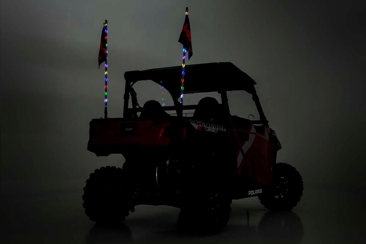 Rough Country 4' Multi-Function UTV LED Whip Light Kit with Remote Control - 93004 | Off-Road Lighting for ATV, UTV, Dune Buggies & Night Riding Adventures