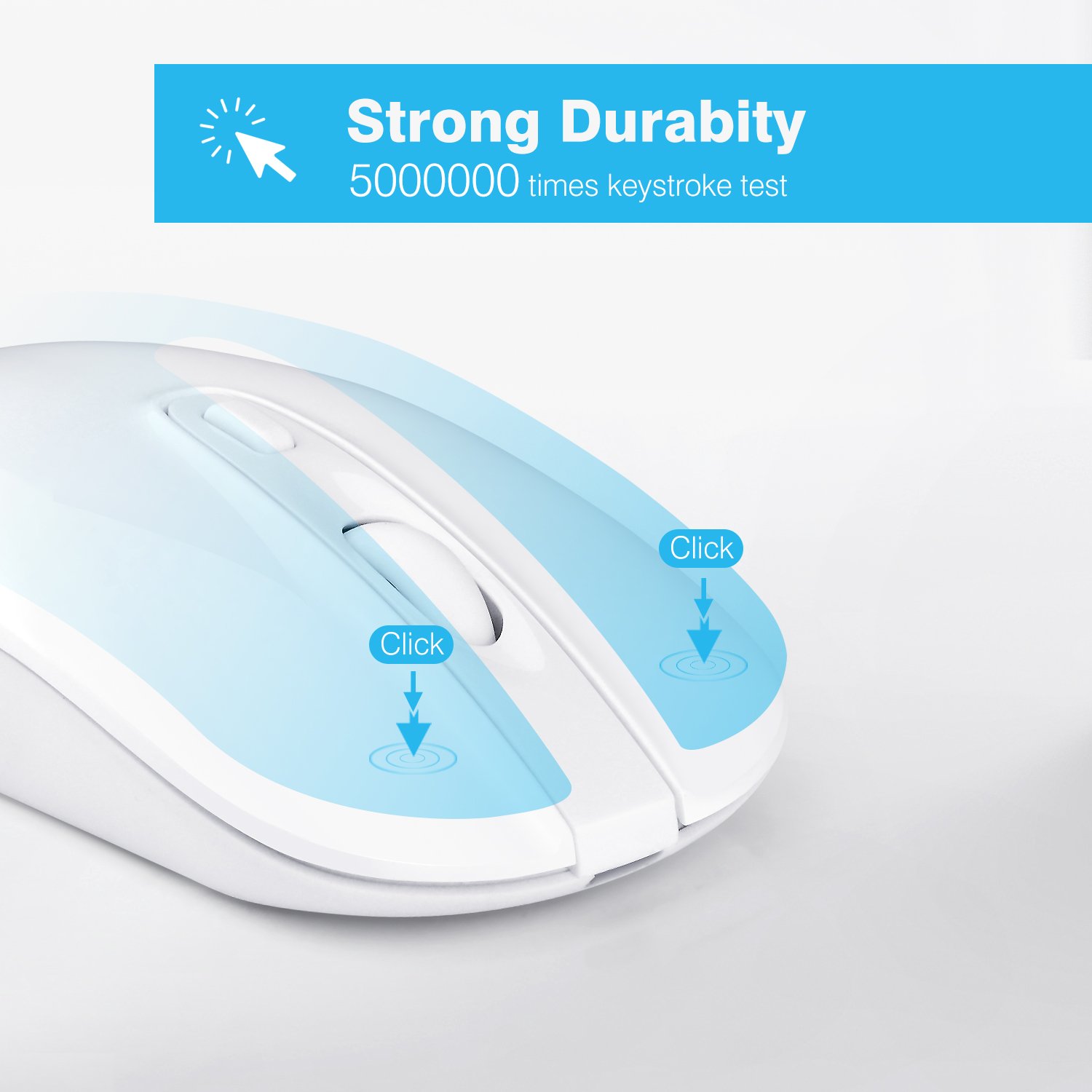 LeadsaiL Rechargeable Wireless Mouse - 2.4G Slim Silent Optical Mouse with 5 Adjustable DPI Levels, USB Cordless Mouse for Laptop, Desktop, MacBook - Ideal for Office, Home, and Travel Use