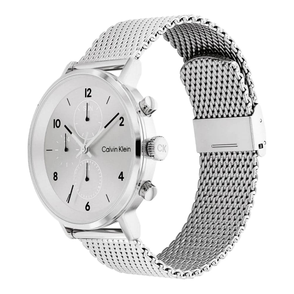 Calvin Klein Men's Silver Dial Watch with Milanese Strap 25200107 - Stylish Accessory for Business, Casual & Formal Occasions