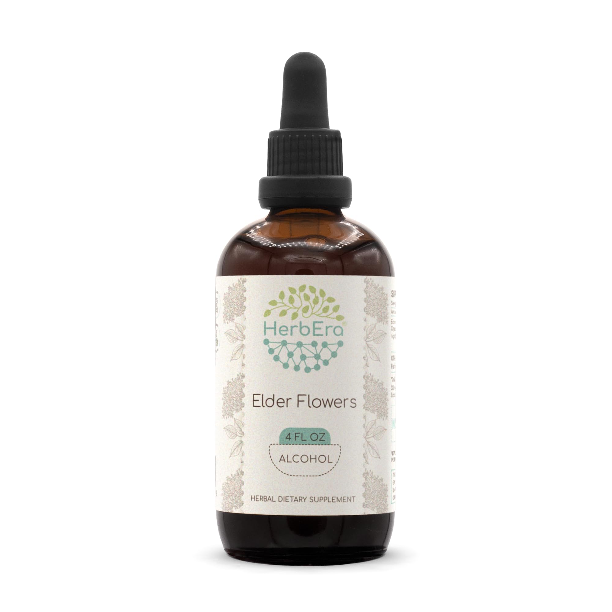 Premium Elderflower (Sambucus Nigra) Alcohol Herbal Extract Tincture - Super-Concentrated 4 fl oz - Immune Support & Wellness - Perfect for Teas, Cocktails, and Natural Remedies