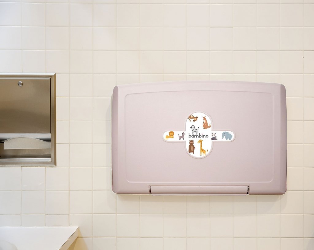 Wall Mounted Fold Down Baby Changing Table - Space Saving Nursery Organizer with Free Changing Station Sign | Perfect for Small Bathrooms & Nursery Rooms