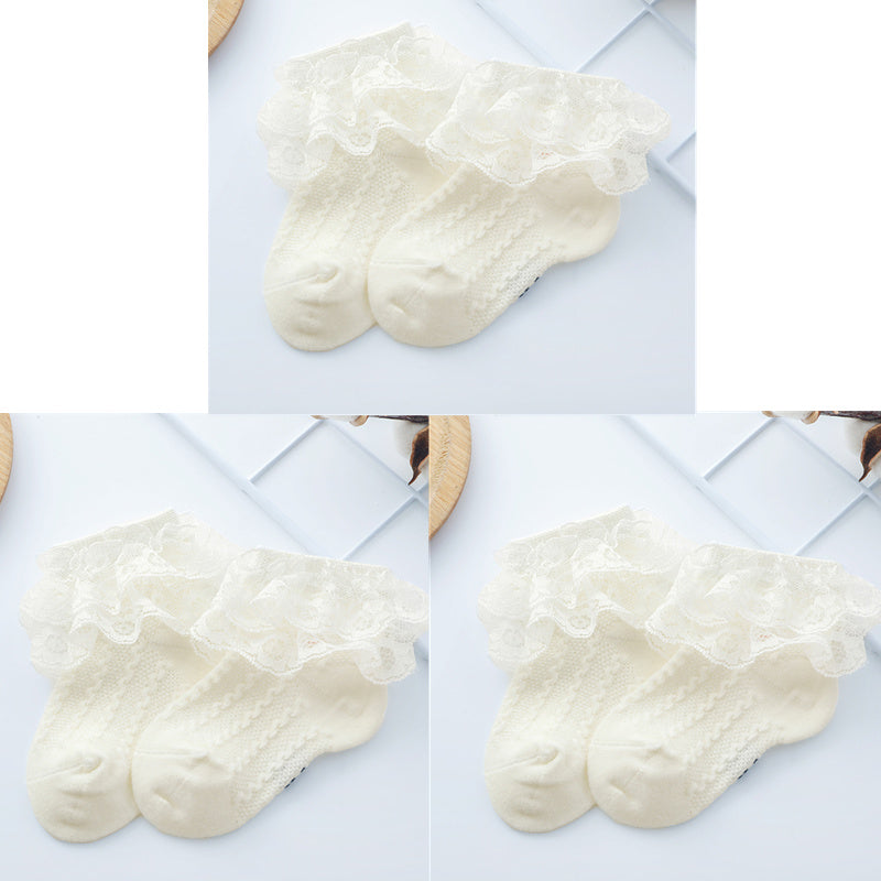 Baby Girl Thin Lace Princess Socks - Soft Cotton Ankle Socks for Toddlers & Infants - Perfect for Dress Up, Parties & Special Occasions