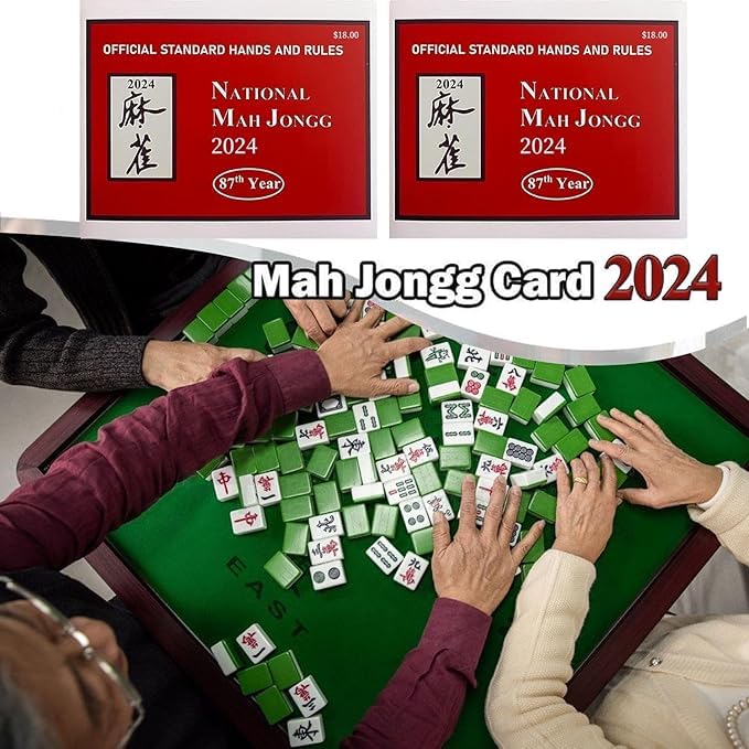 2024 Large Mahjong Playing Cards Set - Standard Hands & Rules with 4 Oversized Scorecards | Perfect for Family Game Nights, Casino Parties & Asian-Themed Events