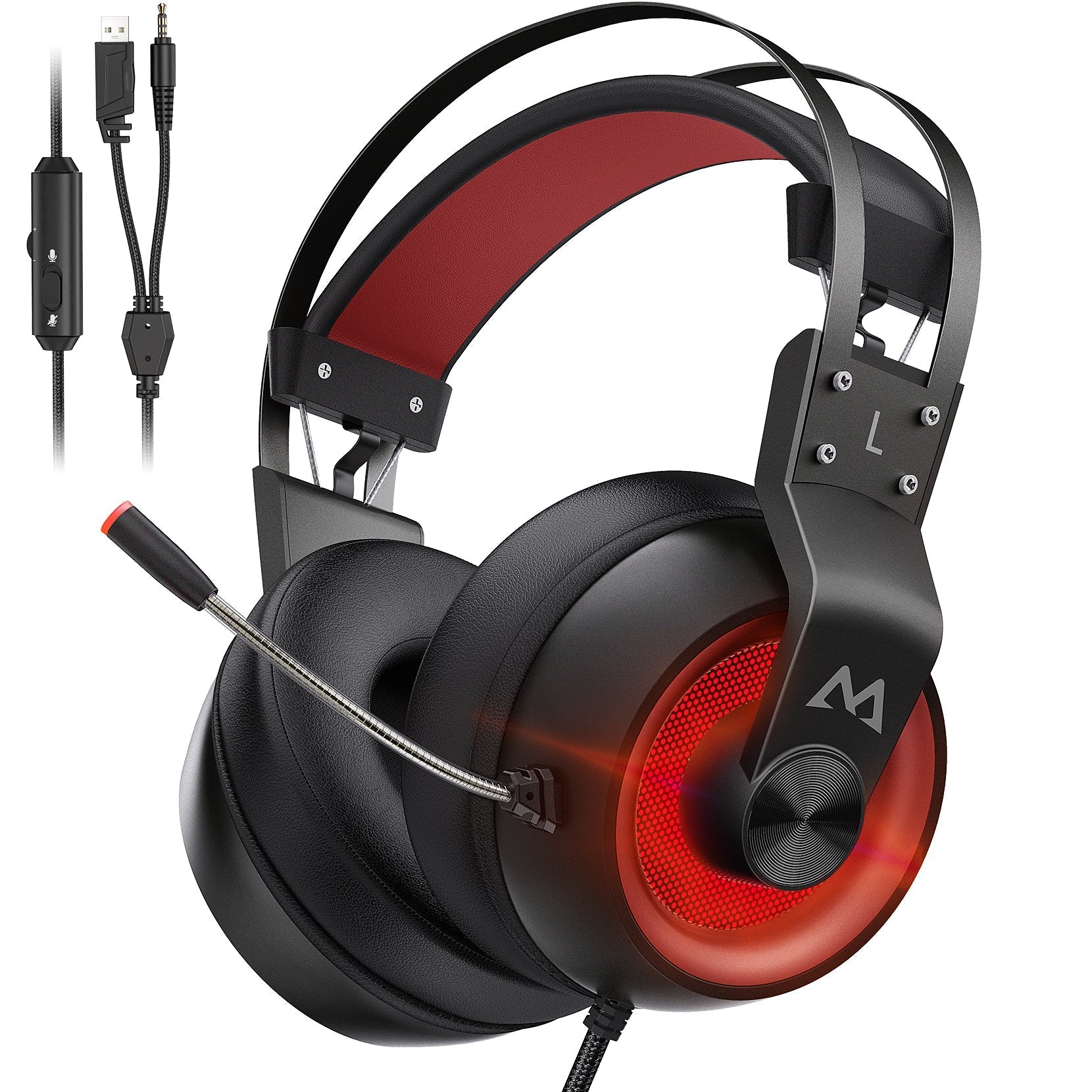 Mpow BH357 Wired Gaming Headset with LED Light - Noise Cancelling Over-Ear Headphones for PC, PS4, Xbox One - Perfect for Gaming, Streaming & Online Classes
