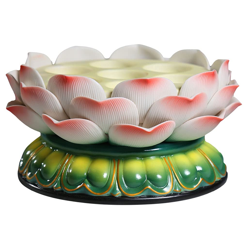 Ceramic Lotus Candle Holder with 7 Holes - Elegant Home & Restaurant Decor for Romantic Dinners, Spa Relaxation, and Pastoral Style Decoration (Color: A)