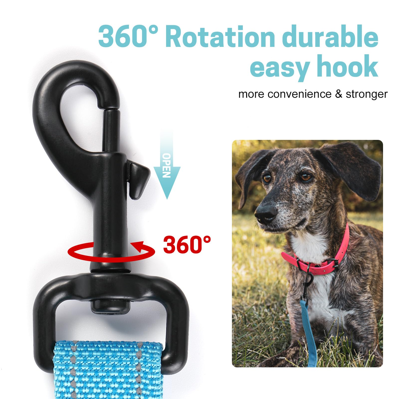 10FT Heavy Duty Reflective Dog Leash with 2 Soft Padded Handles - Durable Training & Walking Lead for Large, Medium & Small Dogs | Perfect for Night Walks, Jogging & Outdoor Adventures