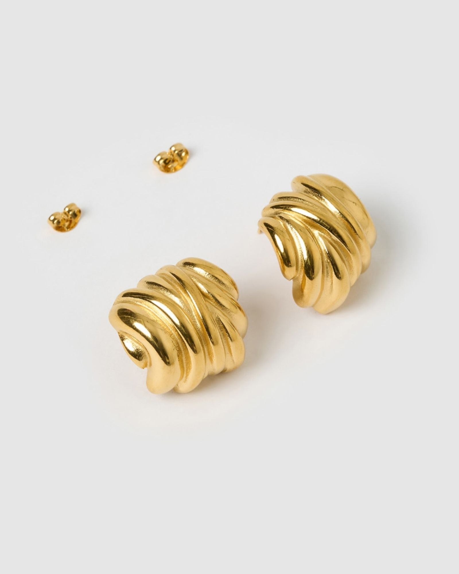Izoa Aimee Gold Stud Earrings for Women - Elegant & Hypoallergenic Jewelry for Everyday Wear, Parties & Gifts