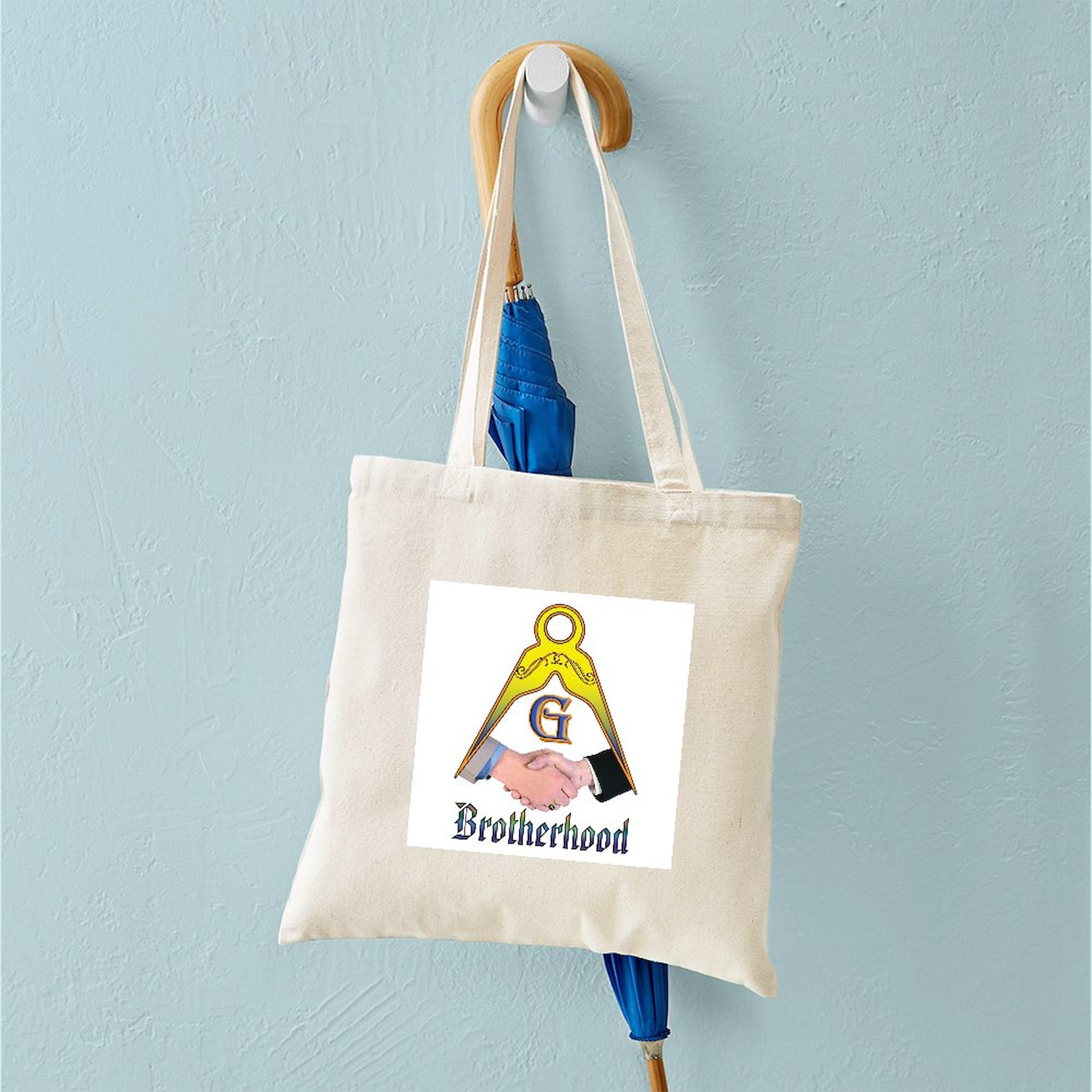 Masonic Brotherhood Tote Bag - Natural Canvas Reusable Shopping Bag for Men & Women - Eco-Friendly Grocery Tote for Daily Use, Travel & Shopping