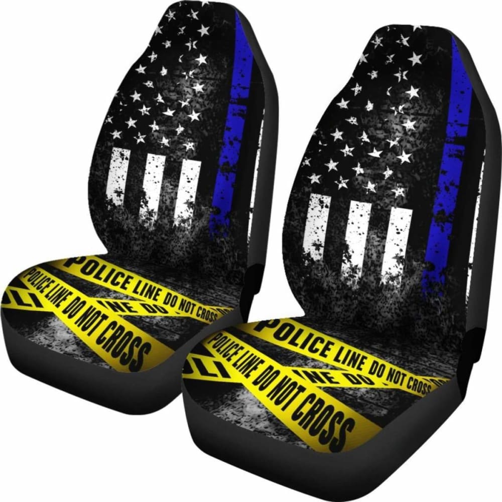 Blue Line Police Car Seat Covers Set of 2 - Durable Front Seat Protectors for Law Enforcement Vehicles | Perfect for Police Cars, Security Vehicles & First Responders