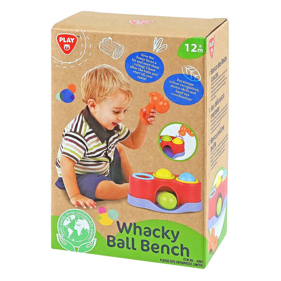 Whacky Ball Bench Hammer & Ball Drop - Educational Learning Toy for Toddlers 6-24 Months - Pound & Play Activity for Babies - Perfect Gift for 1-2 Year Olds - Develops Motor Skills & Hand-Eye Coordination - Ideal for Playtime, Daycare & Early Learning