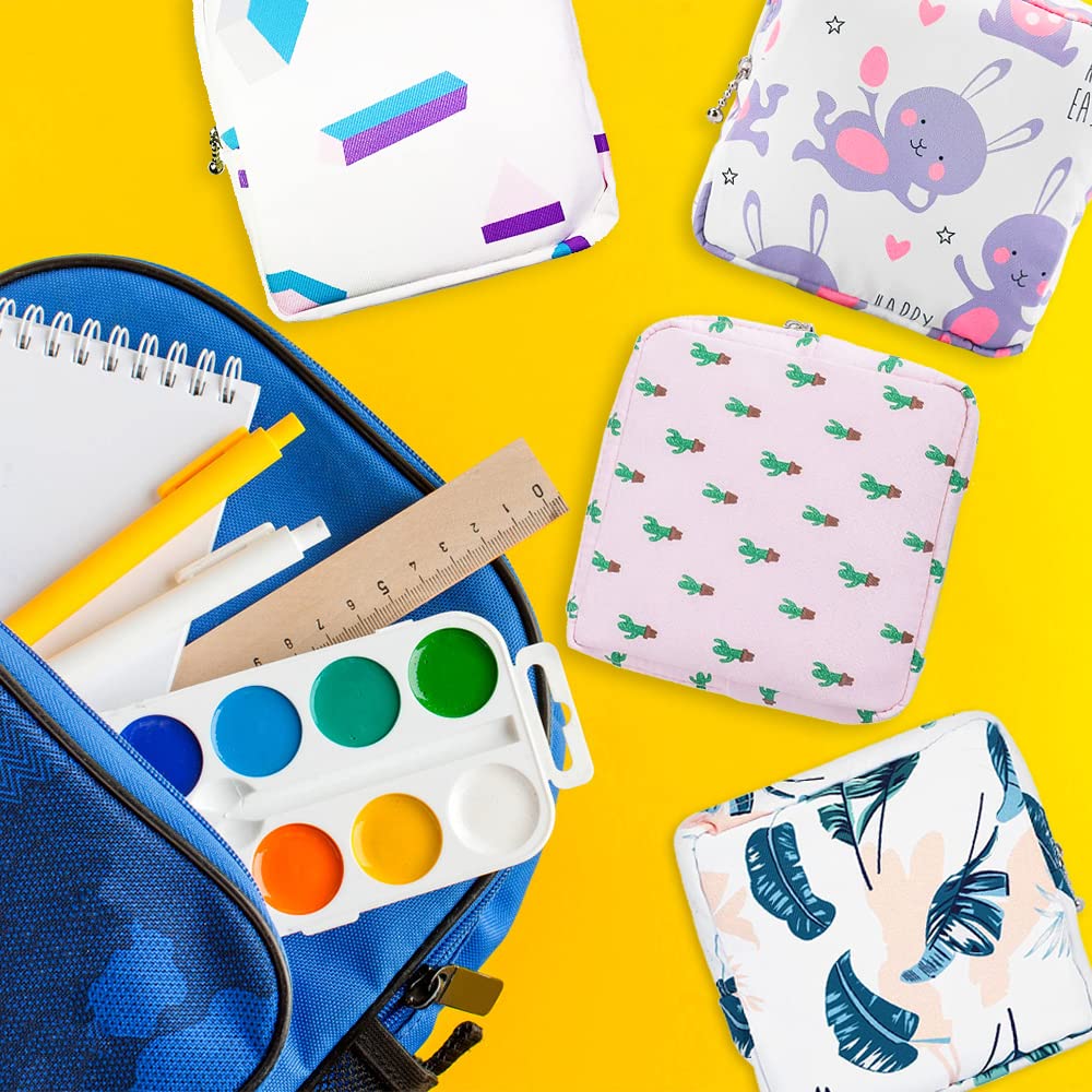 4 Pcs Sanitary Napkin Storage Bags for Women - Leak-Proof Zippered Tampon & Menstrual Pouch Set - First Period Essentials, Travel Cosmetic Organizer for Purse (Perfect for School, Gym, Work & Travel)