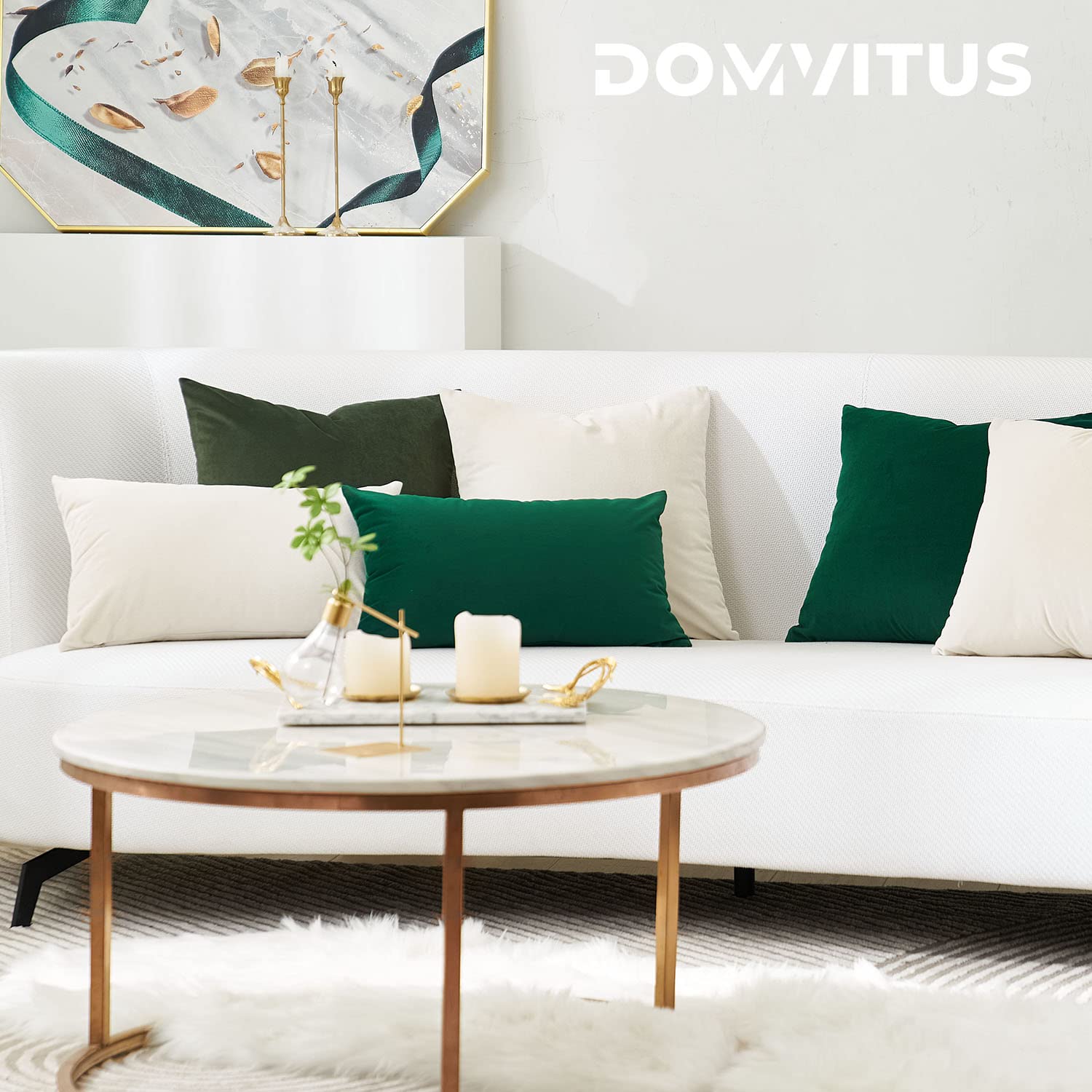 DOMVITUS 20x20 Inch Velvet Pillow Covers Set of 2 - Soft Square Decorative Throw Pillow Cases for Couch, Sofa & Bed - Luxury Accent Cushion Covers in Army Green - Perfect for Living Room, Bedroom & Home Decor