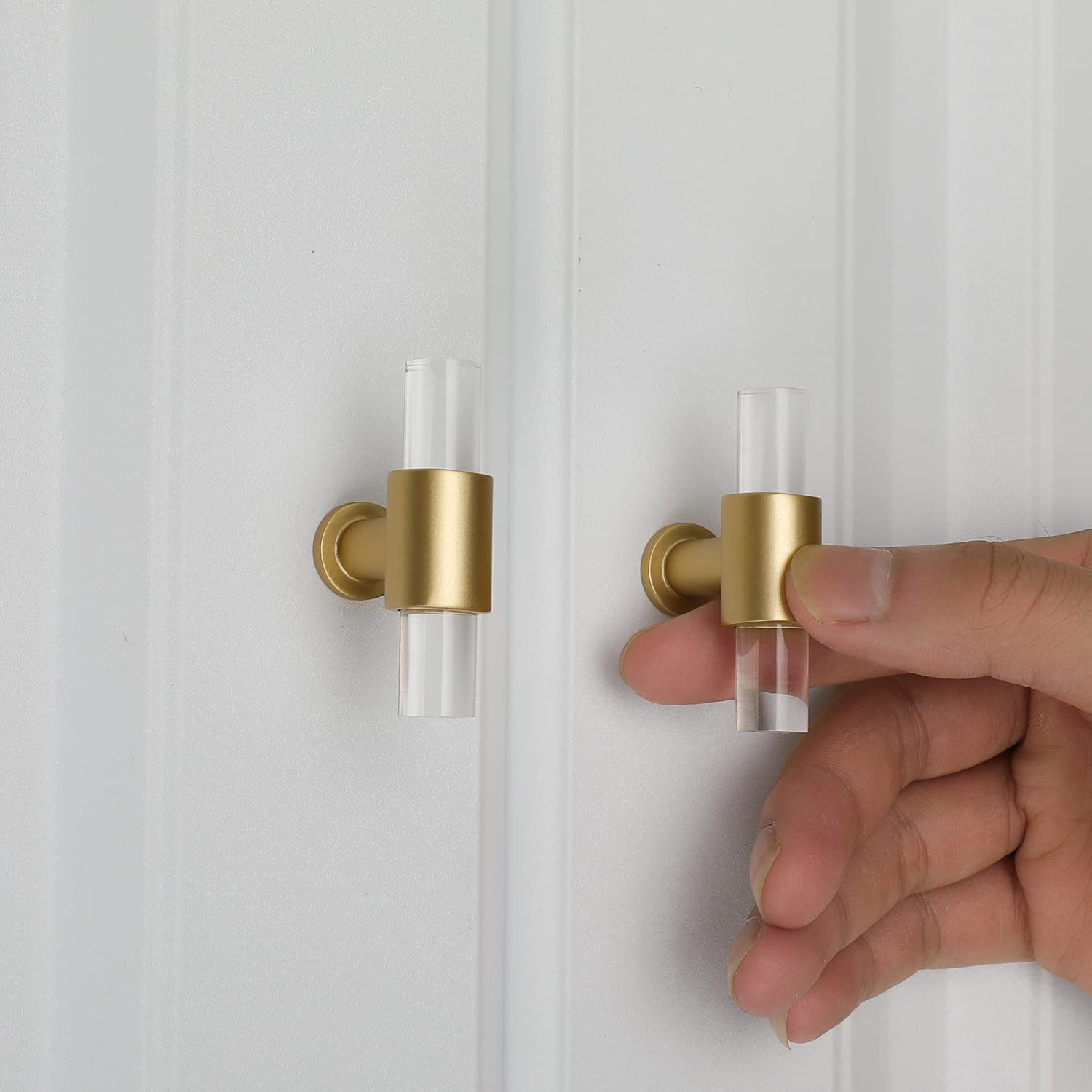 25 Pack Gold Cabinet Knobs - Acrylic Drawer Handles for Kitchen Cabinets, Dressers & Bathroom - Clear Modern Hardware for Home Decor & Furniture Upgrade