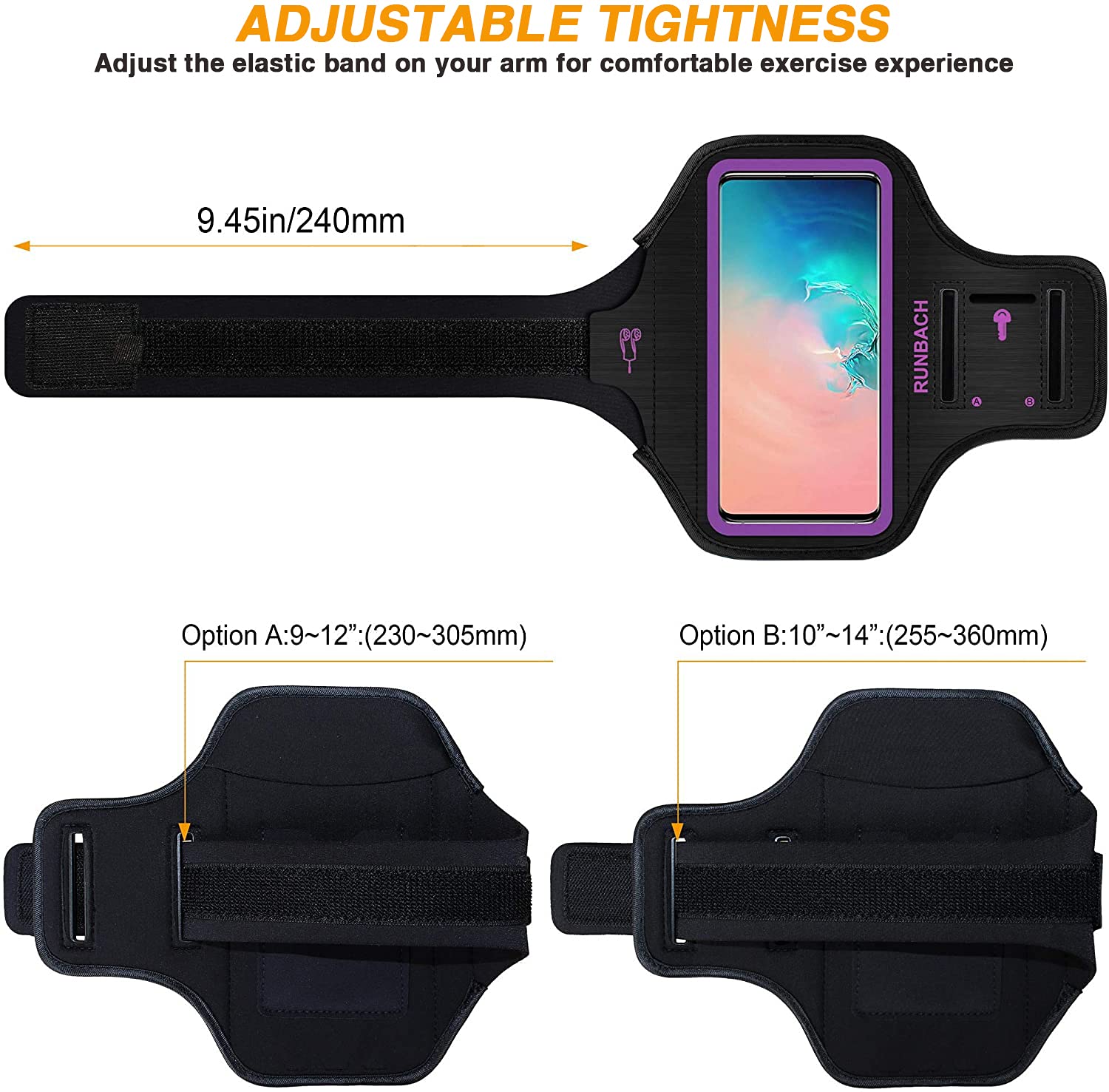 Samsung Galaxy S8/S9/S10/S20/S21/S22/S23/S24/S25 Armband (Up to 6.2