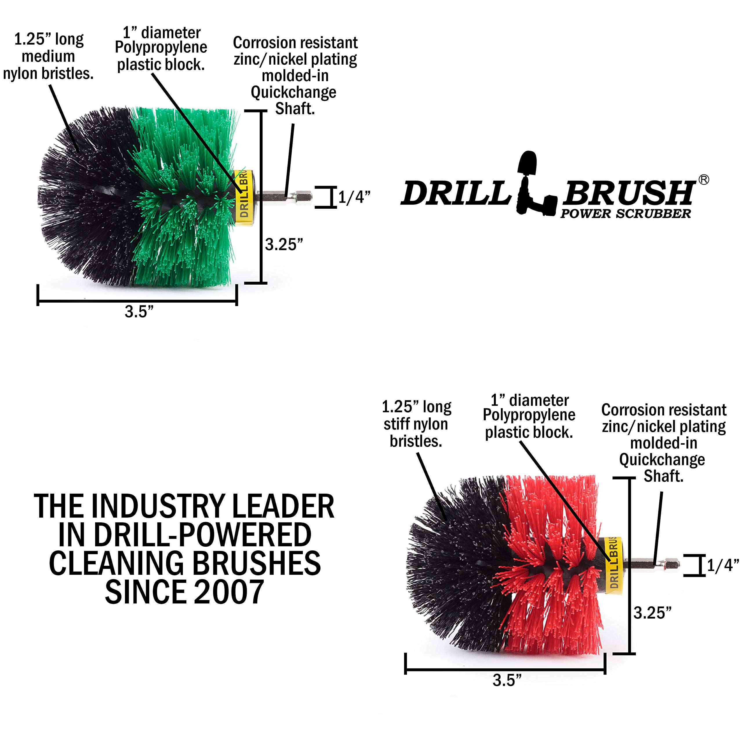 Power Scrubber Drill Brush - Heavy Duty Cleaning Kit for Kitchen, Pots, Pans & Cast Iron Cookware - Tile Grout Brush & Outdoor Deck Scrubber - Perfect for Concrete, Patio, Bird Baths & Stubborn Stains