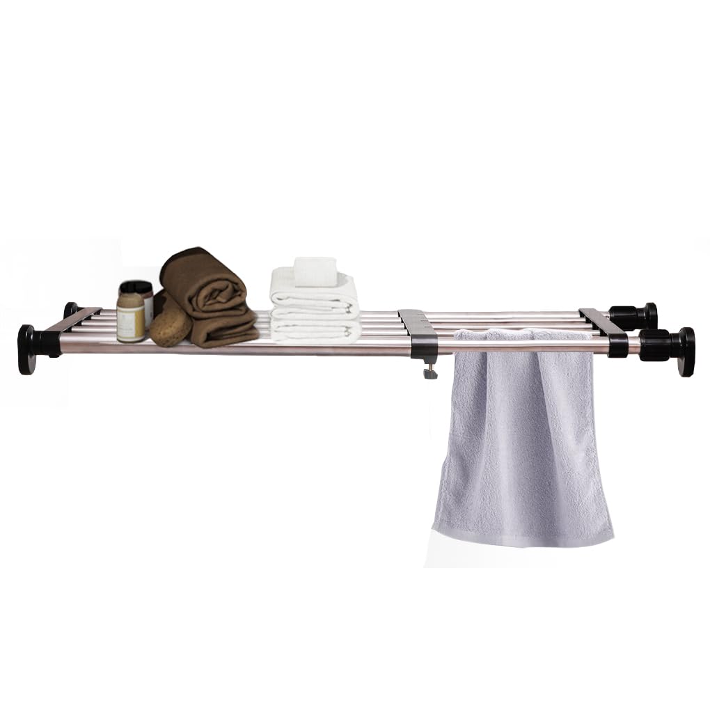 Hershii Expandable Closet Organizer - Adjustable Tension Shelf Rod, 23.62-39.37 Inches Metal Storage Rack for Wardrobe, Cabinet, Kitchen & Bathroom - Space Saving DIY Divider (Black) - Perfect for Small Spaces & Closet Organization