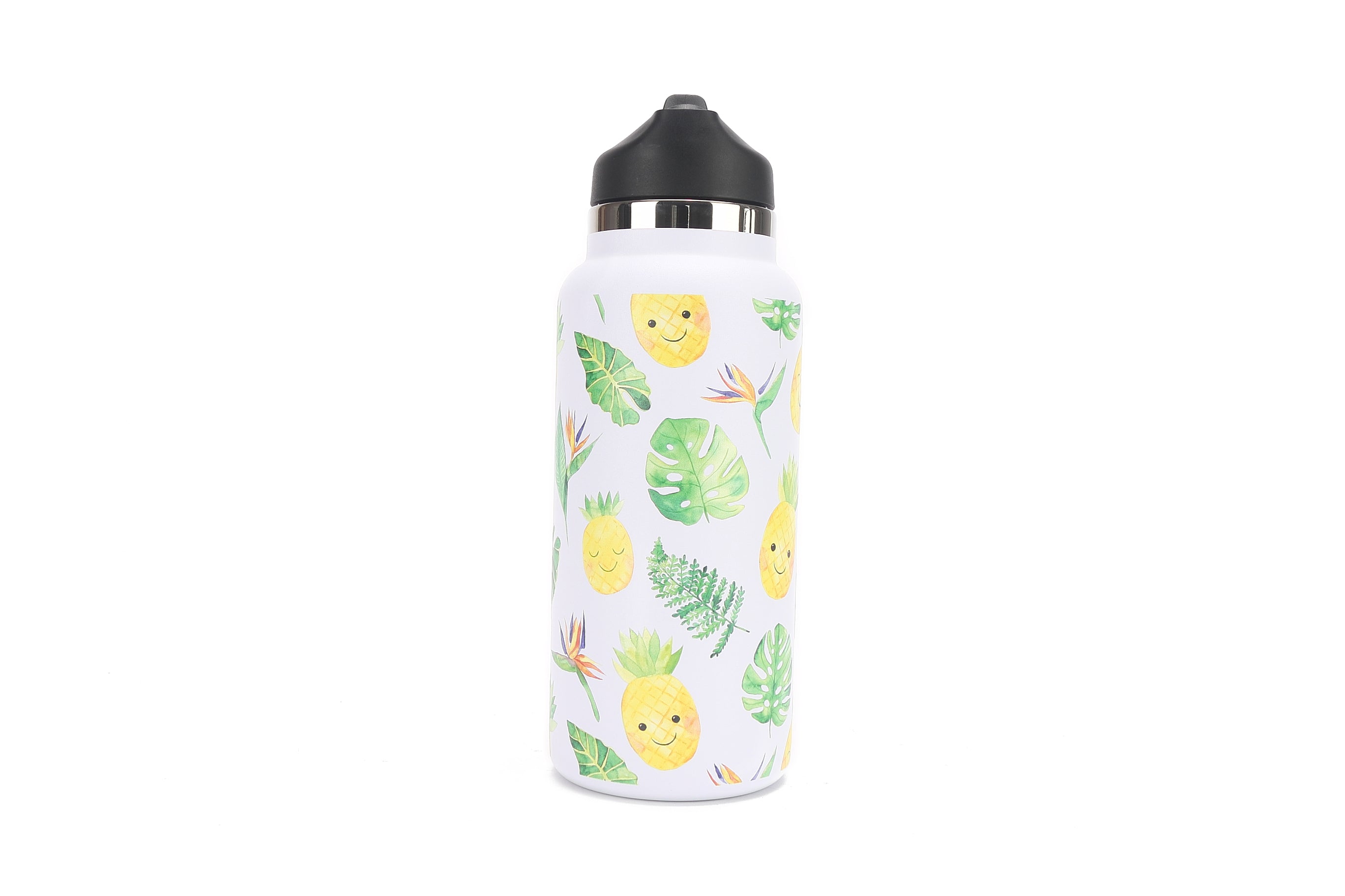 32oz Insulated Stainless Steel Water Bottle with Pineapple Monstera Design - Keeps Drinks Cold for 24 Hours & Hot for 12 Hours - Perfect for Gym, Hiking, Office & Outdoor Activities