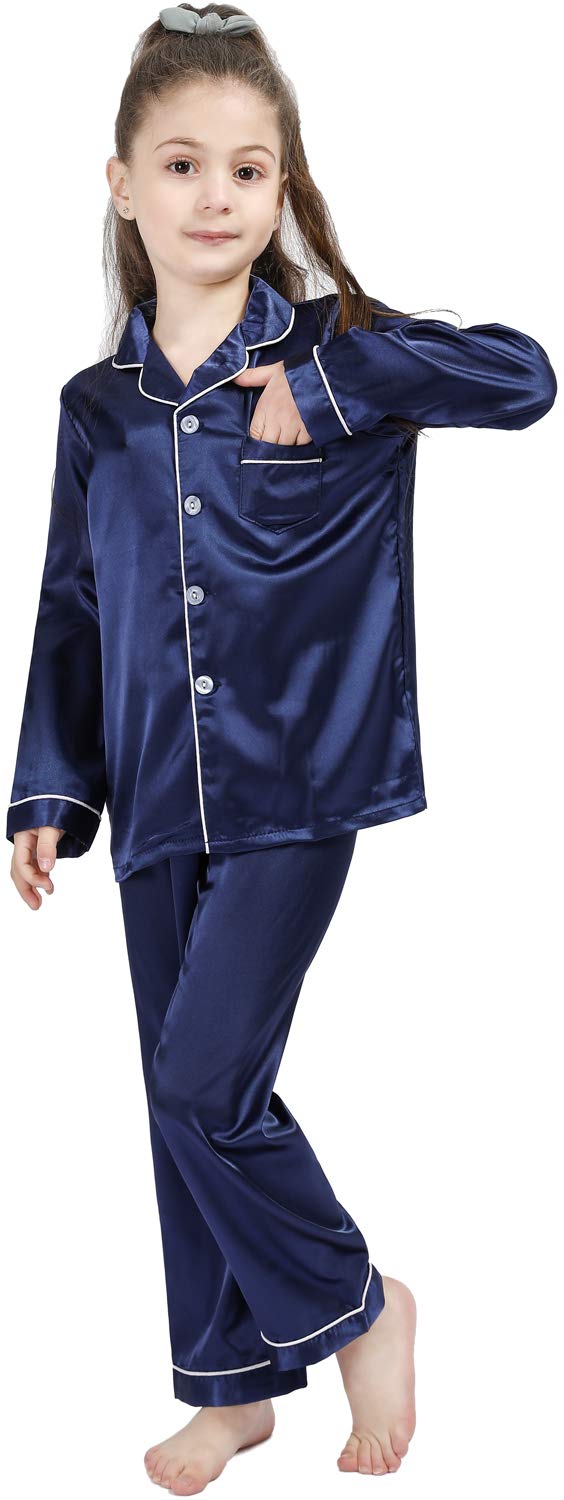 Kids Silk Satin Pajama Set - Long Sleeve Button-Down Sleepwear for Girls & Boys | Cozy Bedtime & Lounging