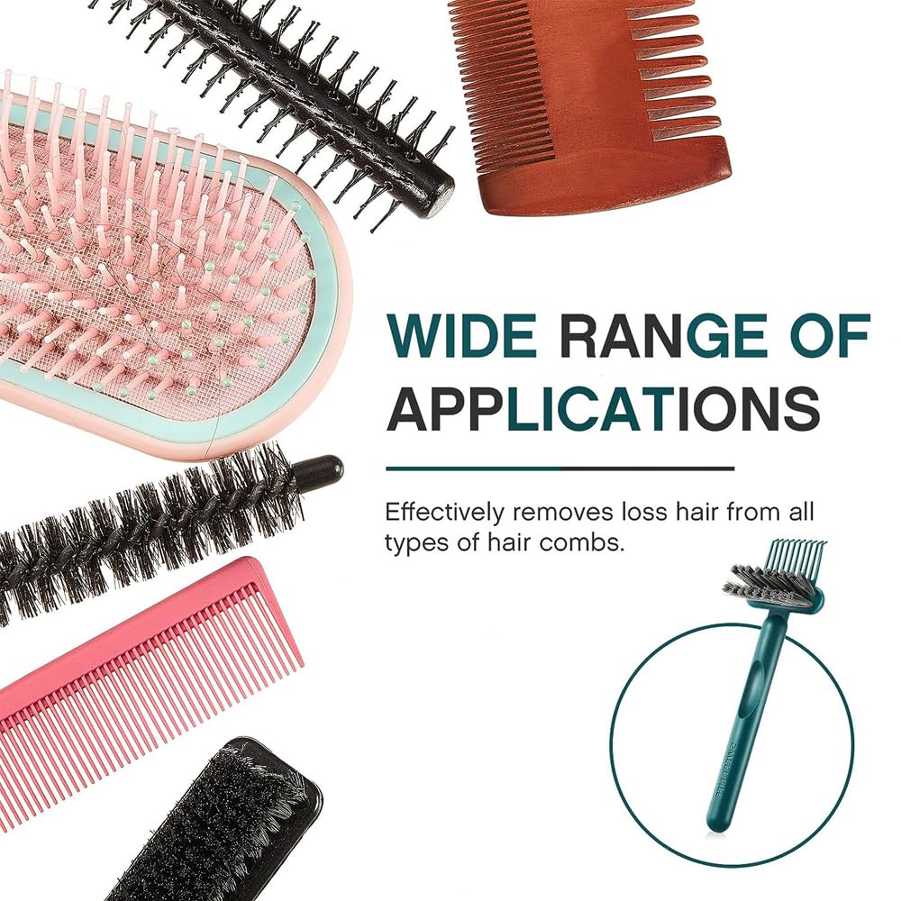 Galinpo 2-in-1 Hair Brush Cleaning Tool with Embedded Comb - Hair Brush Cleaner & Remover Rake for Removing Hair, Dust & Lint - Perfect for Home, Salon & Travel Use
