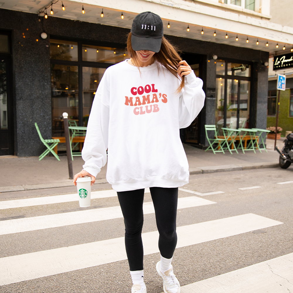 Cool Mamas Club Wave Graphic Sweatshirt - Trendy Women's Pullover Hoodie for Casual Wear, Street Style & Mom Life