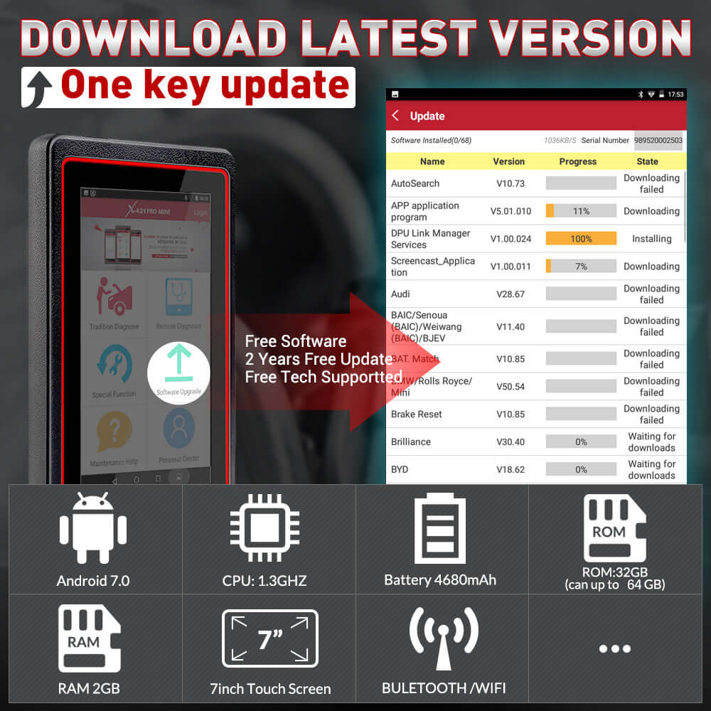 LAUNCH X431 Pro Mini V3.0 OBD2 Scanner - Advanced ECU Coding & Bidirectional Scan Tool for Car Diagnostics - Perfect for Mechanics & DIY Auto Repair
