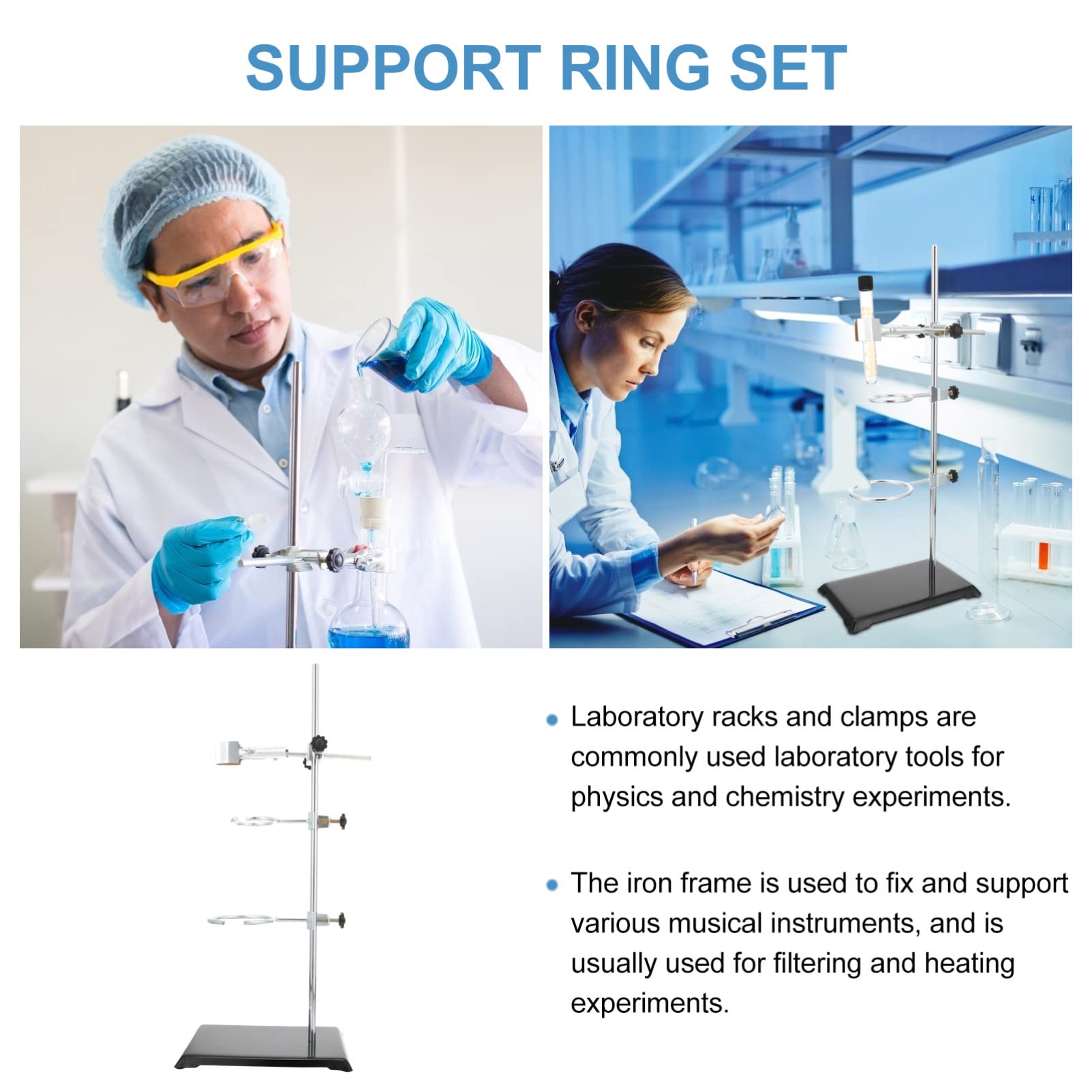 1pc Iron Stand Metal Rack for Laboratory - Heavy Duty Support Stand Rod with Clamp | Lab Equipment Kit, Retort Stand & Essential Supplies | Perfect for Chemistry Experiments, School Labs & Scientific Research
