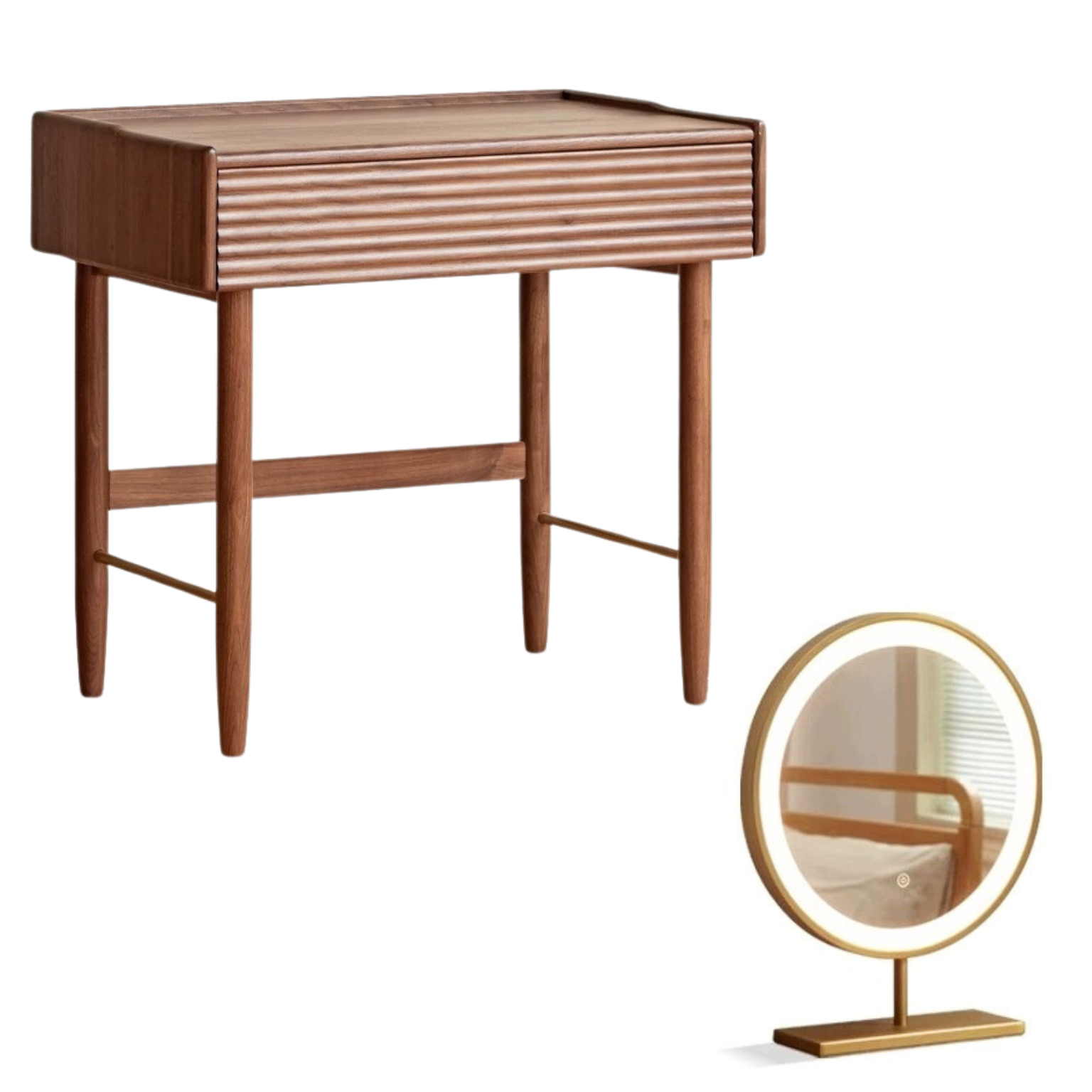31.4x19.6x29.9 inch / 80x50x76 cm / Rich Dark Walnut color / Makeup table  + Makeup Mirror