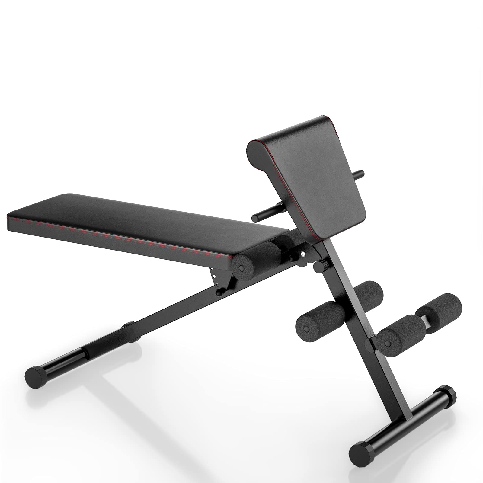 Goplus Adjustable Weight Bench - Foldable Multi-Functional Exercise Bench for Strength Training, Core Workouts, Leg Exercises, Sit Ups & Push Ups - Perfect for Home Gym & Personal Fitness Training (Black)
