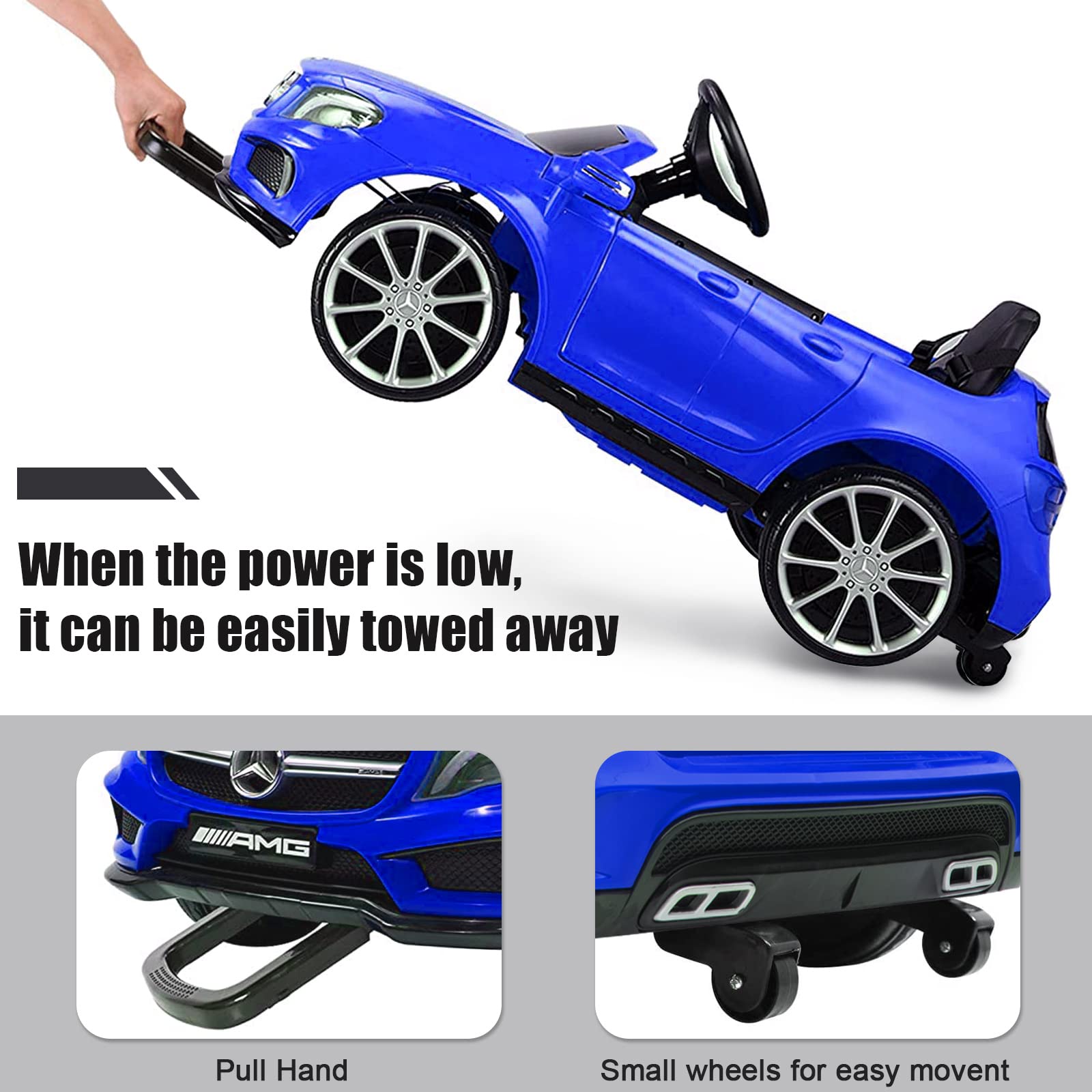 12V Kids Ride On Car with 2.4G Remote Control - Battery Powered Electric Vehicle for Toddlers, Double Doors, 5-Point Safety Belt, LED Lights (Blue) - Perfect for Indoor & Outdoor Play, Birthday Gifts, and Family Fun