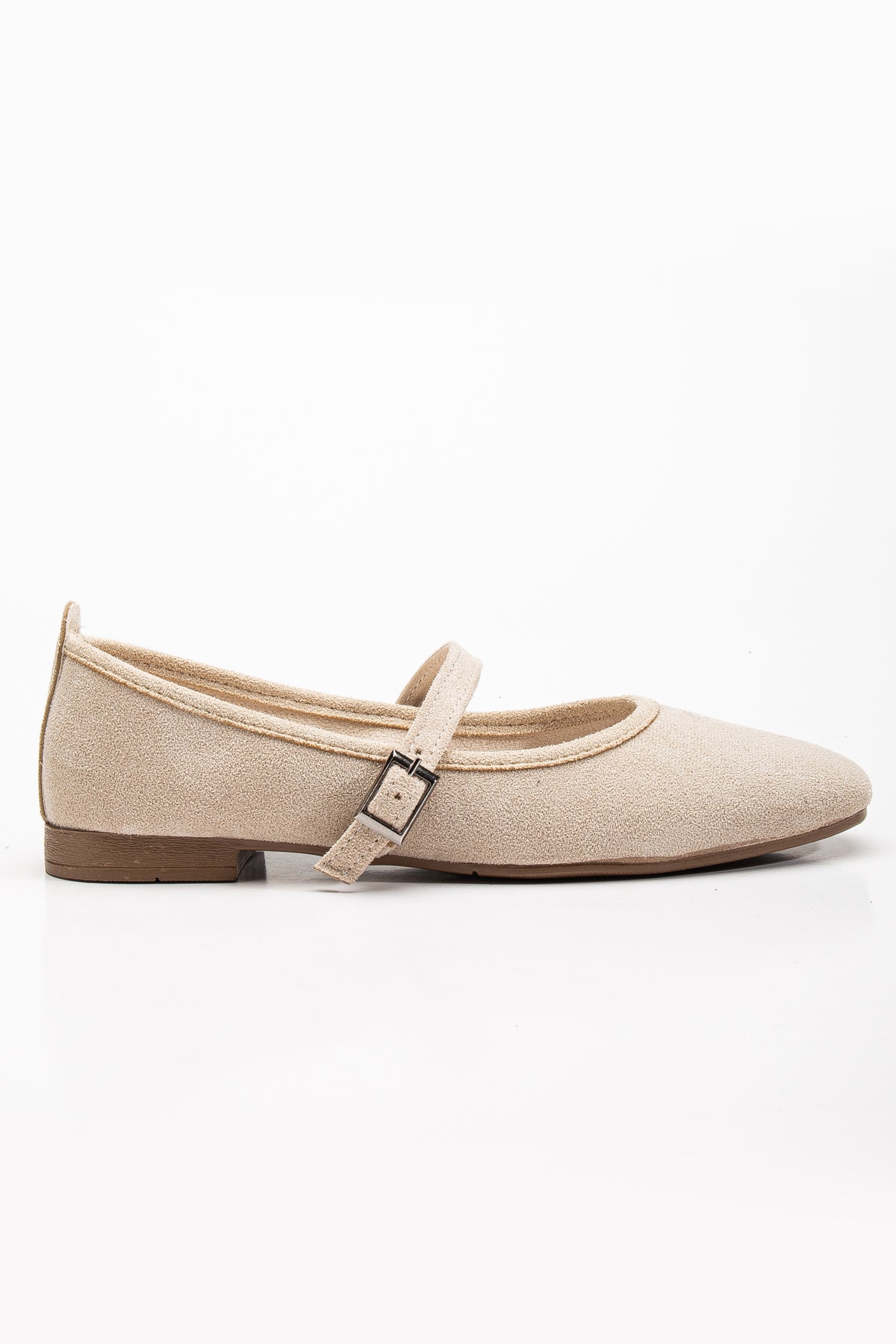 Emilie Women's Beige Suede Mary Jane Flats - Comfortable Casual Shoes for Work, Walking & Everyday Wear