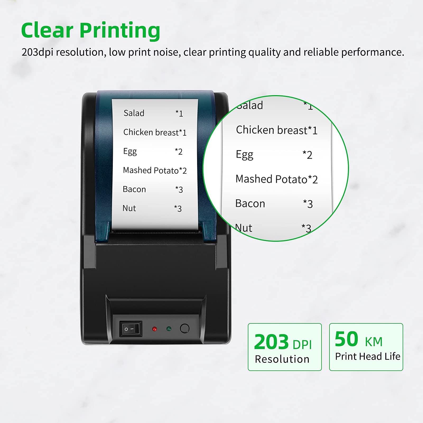 OHHG 58mm USB Thermal Receipt Printer - High Speed POS Printer with ESC/POS Compatibility for Clear Bill & Ticket Printing - Perfect for Retail Stores, Restaurants, and Small Business Point of Sale Systems