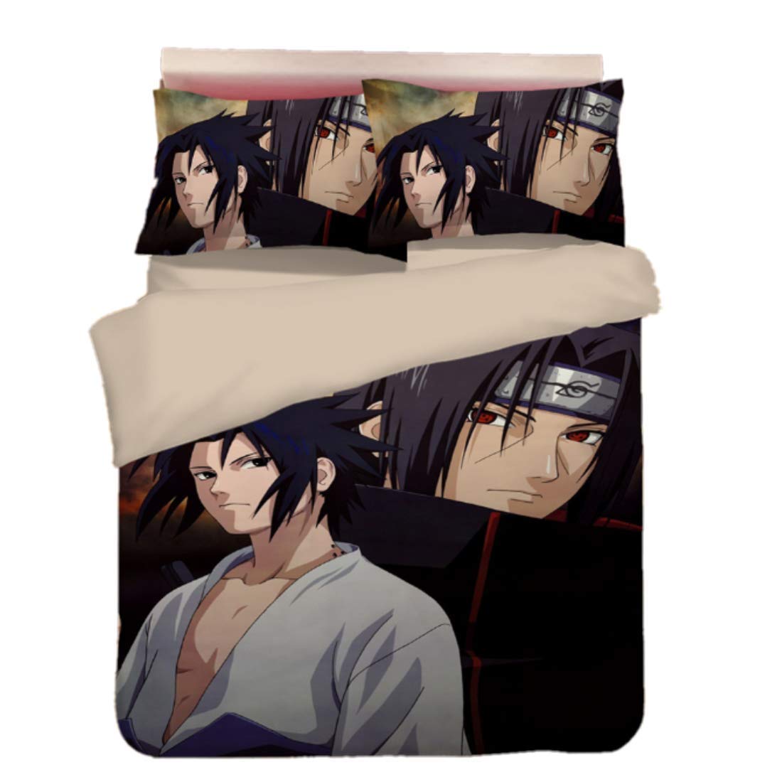 Anime Naruto Bedding Set - 3-Piece Duvet Cover Set with Printed Design, Soft & Comfortable Bedclothes Collection for Fans | Perfect for Cosplay, Themed Bedrooms, and Anime Enthusiasts