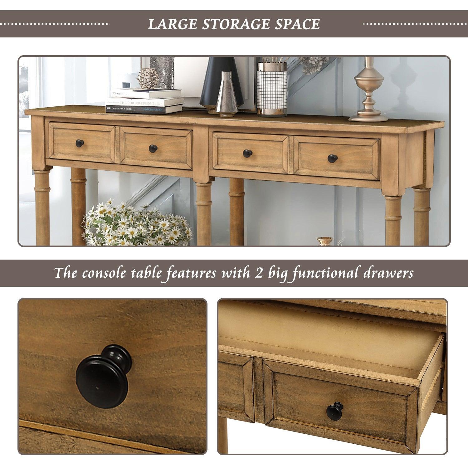 Modern Console Table with 2 Storage Drawers & Bottom Shelf - Easy Assembly Sofa Table for Living Room, Entryway, Hallway - Perfect Behind Couch, Under TV or as Entry Table Decor
