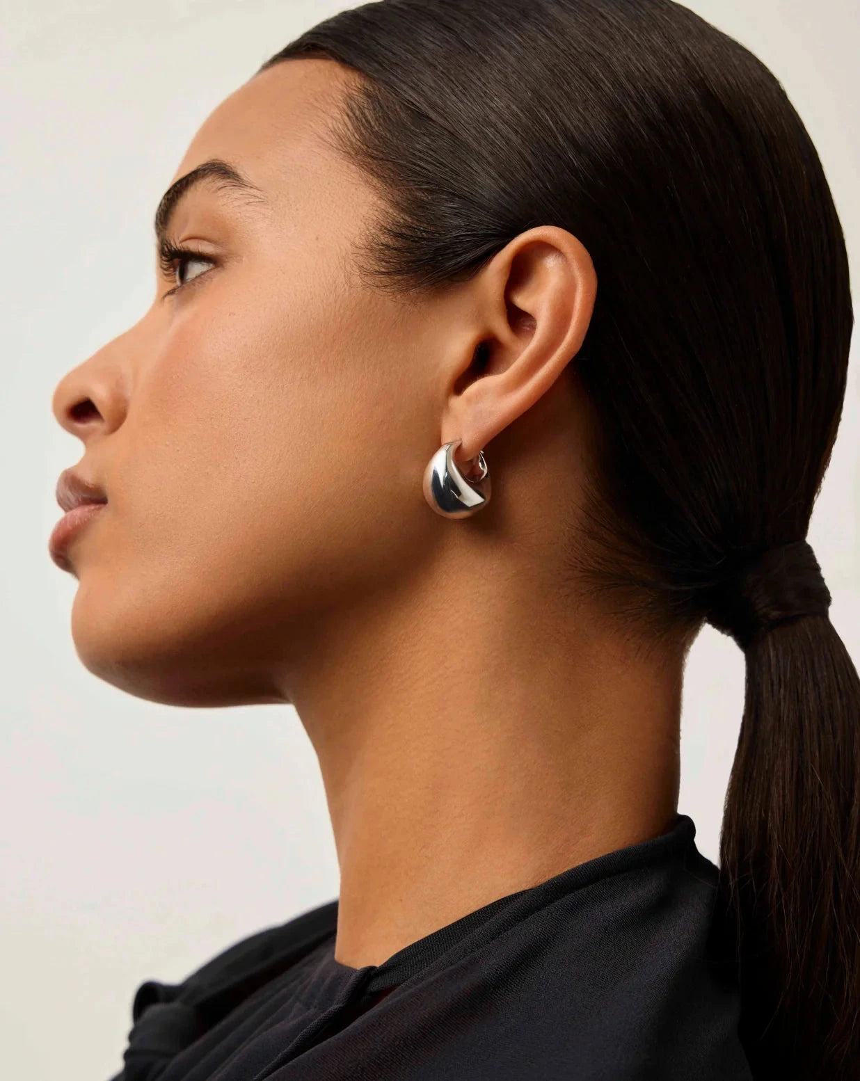 Stylish Sculptural Chubby Dome Small Hoop Earrings - Silver Plated for Women | Trendy Everyday & Party Jewelry Accessories