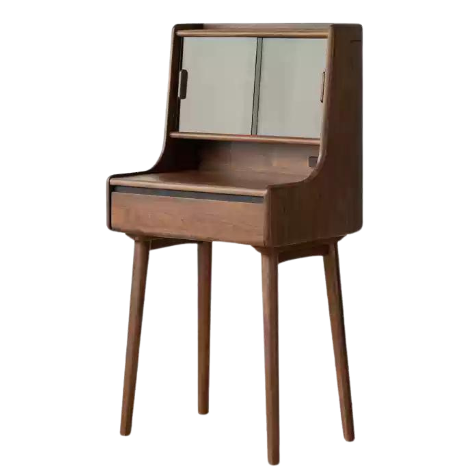 Black Walnut Solid Wood Lighted Vanity Dressing Table with Mirror - Elegant Makeup Desk for Bedroom, Bathroom, or Boudoir