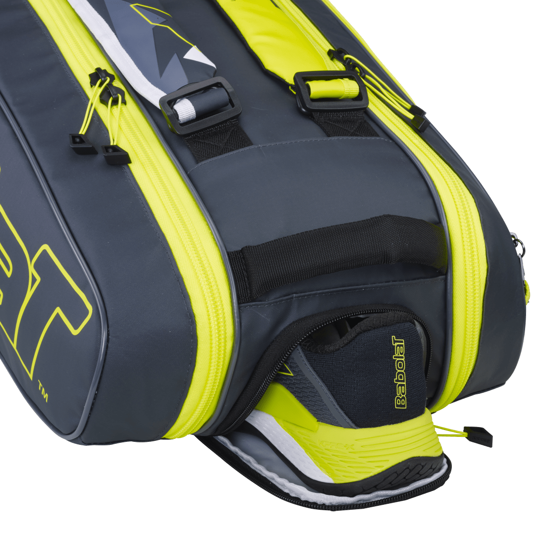 Babolat Pure Aero 2023 Tennis Bag 6 Pack - Grey & Yellow | Durable Tennis Backpack for Men & Women | Perfect for Tournaments & Training Sessions