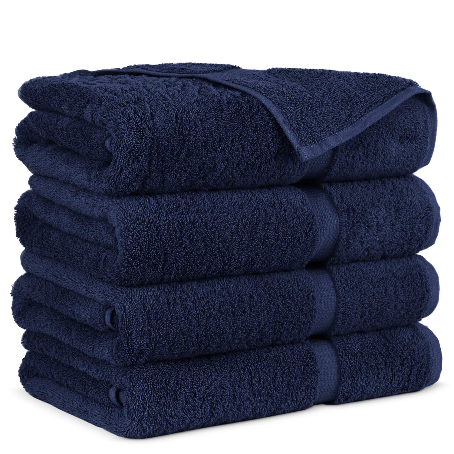 Premium Turkish Cotton Bath Towels Set of 4 - Ultra Soft & Highly Absorbent Luxury Towels for Spa, Gym & Beach (Navy Blue)