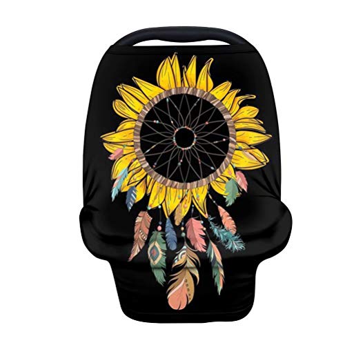 GOSTONG Ultra-Soft Nursing Cover - Sunflower Dreamcatcher Design for Breastfeeding, Car Seat Canopy & Stroller Cover | Breathable Multipurpose Light Blanket (Perfect for Nursing, Shopping & Outdoor Activities)