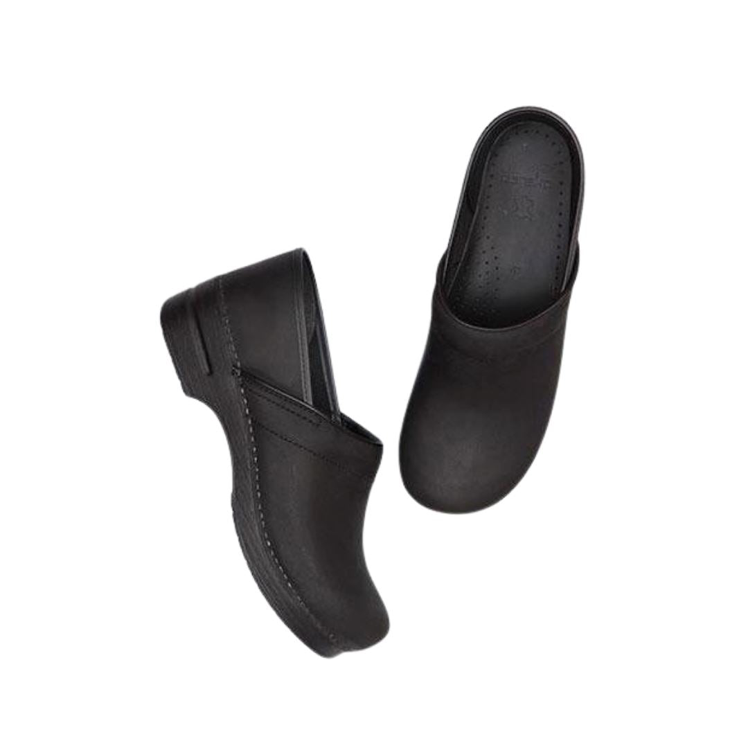 DANSKO Professional Men's Black Oiled Leather Clogs - Slip-Resistant Work Shoes for Nurses, Chefs & Healthcare Workers