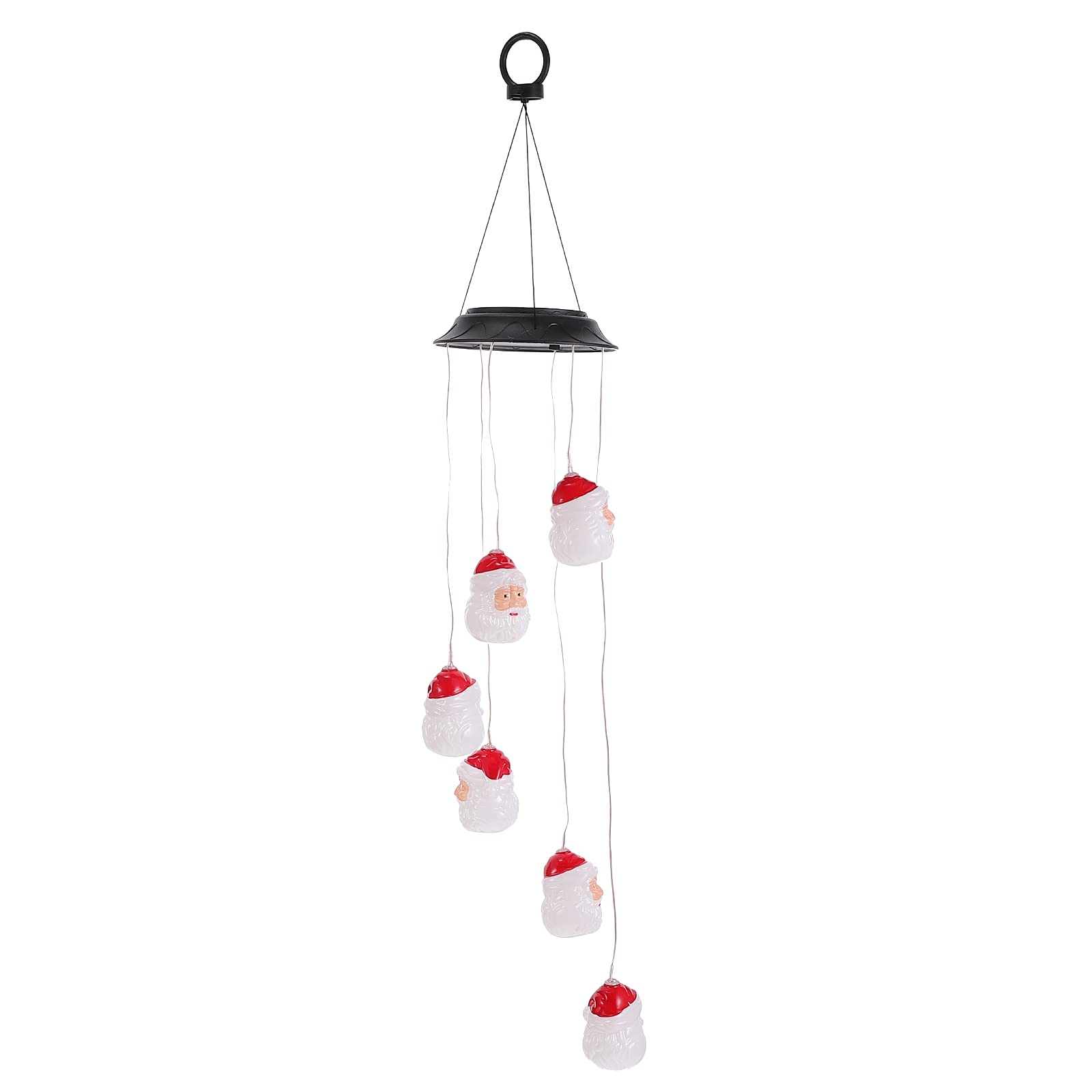 Cabilock Solar Wind Chime with LED Lights - Outdoor Christmas Santa Claus Decor - Solar Powered Garden Ornament for Patio, Yard, and Holiday Festivities