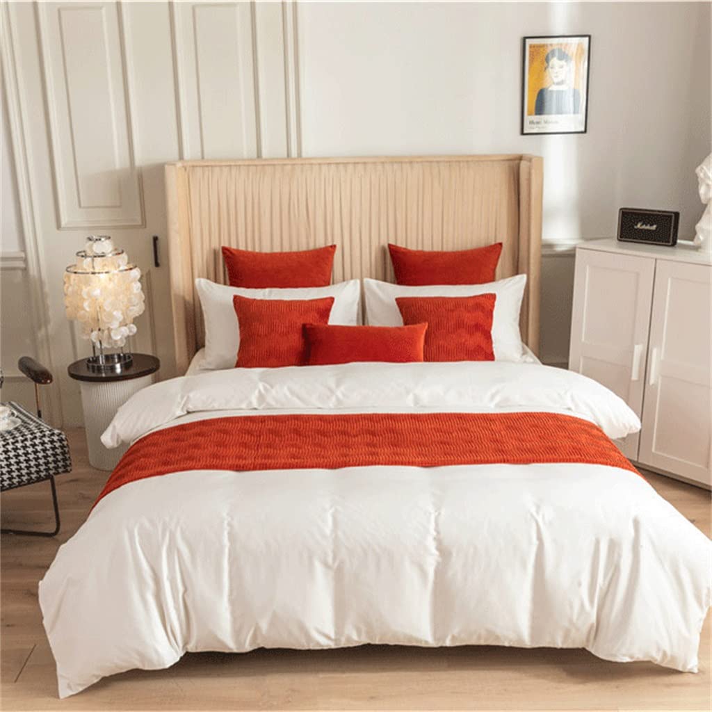 Luxury Velvet Wavy Bed Runner - Double-Sided Decorative Throw for Hotels & Home Decor (Orange, 45x210cm) - Perfect for Bedroom Styling, Wedding Decor & Luxury Bedding Accents