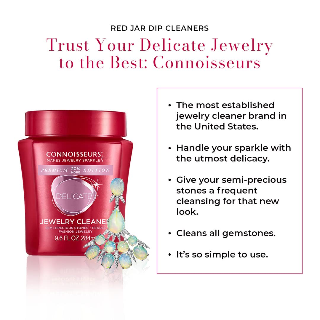 CONNOISSEURS Premium Jewelry Cleaner - 9.6oz Value Size for Fine, Silver & Delicate Jewelry | Professional Jewelry Cleaning Solution for Rings, Necklaces & Watches | Home & Travel Use