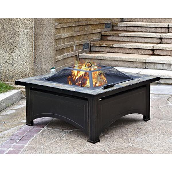 Premium Outdoor Slate Top Wood Burning Fire Pit - Heavy Duty Steel Fireplace for Backyard, Patio, and Camping - Perfect for Roasting Marshmallows, Bonfires & Outdoor Gatherings