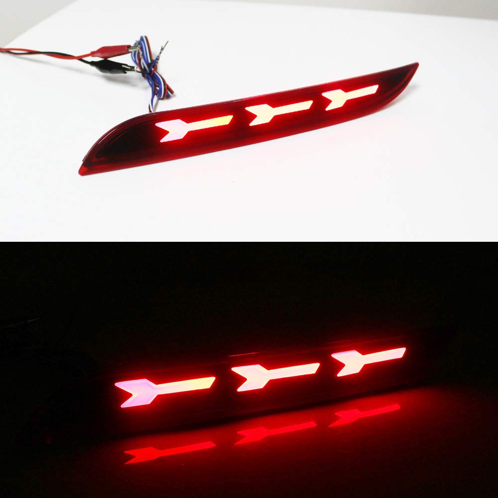 2015-2017 Ford Mustang LED Rear Bumper Reflectors - Red Lens Brake Tail Lights & Fog Lamps | Upgrade Your Mustang's Rear Lighting for Enhanced Safety & Style | Perfect for Night Driving, Car Shows & Custom Builds