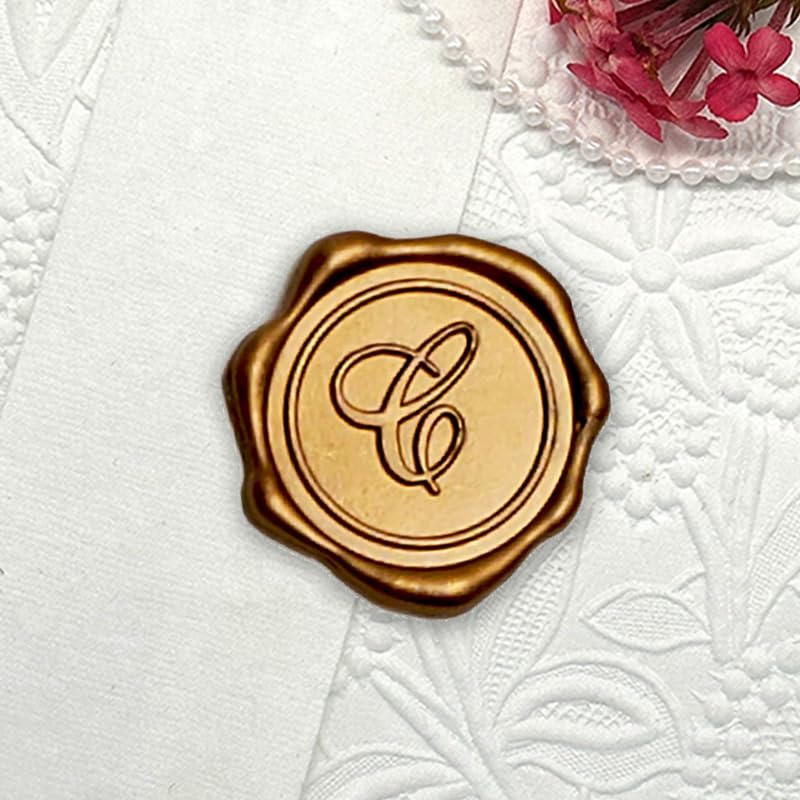 25-Pack Gold Alphabet Wax Seal Stickers - Self-Adhesive Letter C Wax Seals for Wedding Invitations, Envelopes, Stationery & DIY Scrapbooking