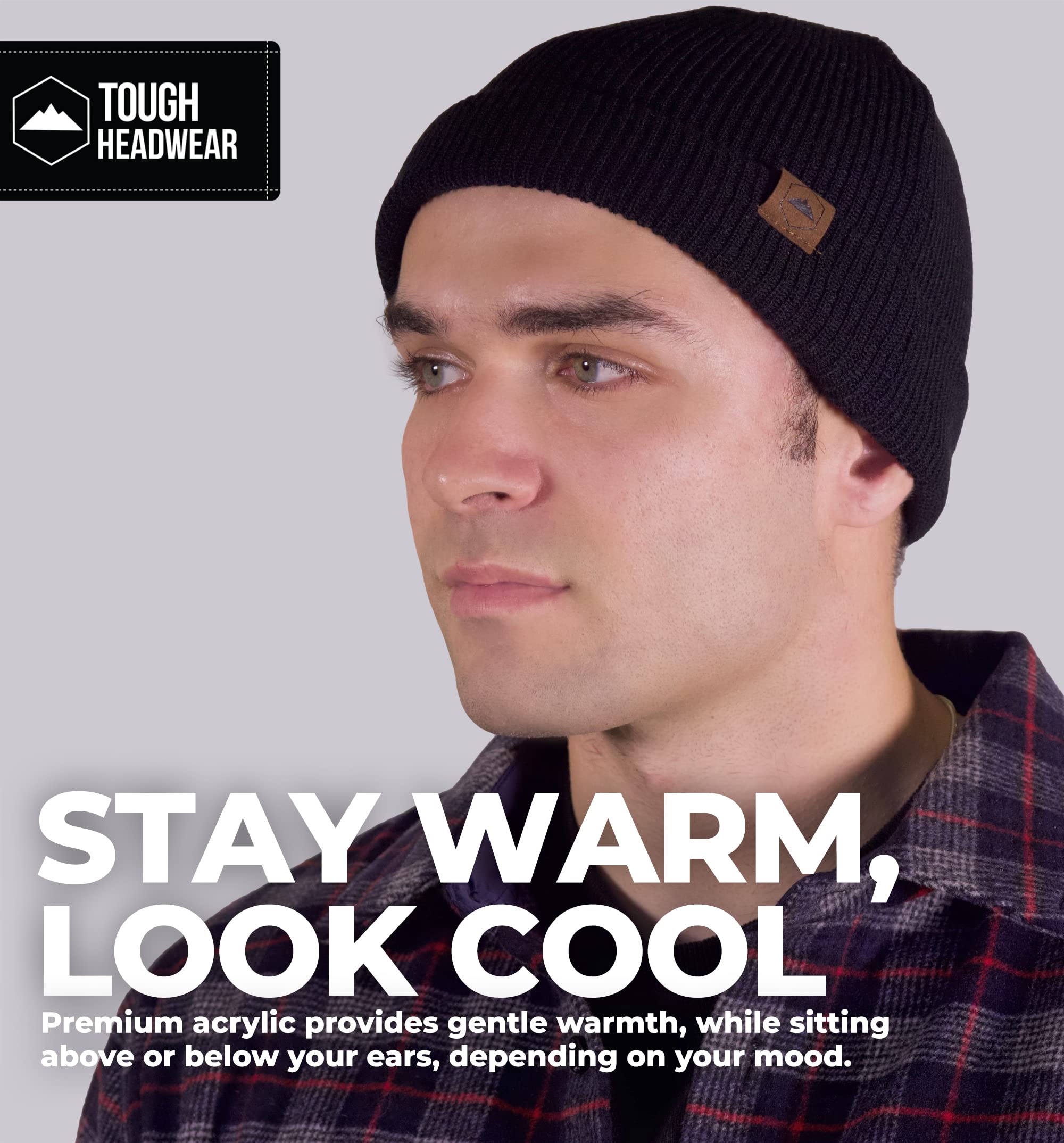 Tough Headwear Daily Knit Beanie - Warm Winter Hats for Men & Women - Cold Weather Knitted Cap for Outdoor Activities, Skiing & Snowboarding