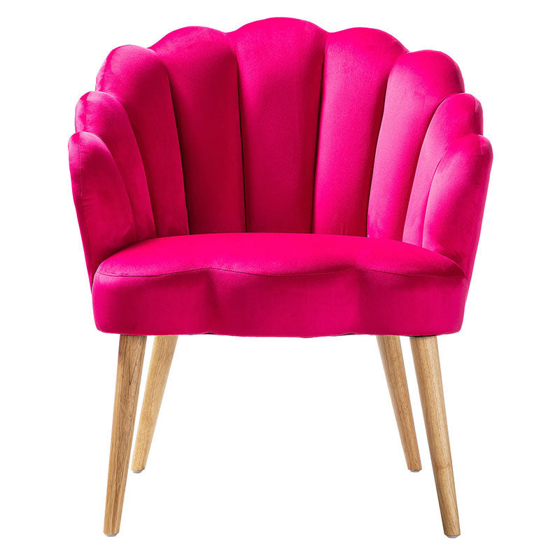 Ariel Scalloped Velvet Armchair - Luxurious Velvet Upholstered Accent Chair for Living Room, Bedroom & Office - Elegant Home Decor Furniture for Comfortable Seating