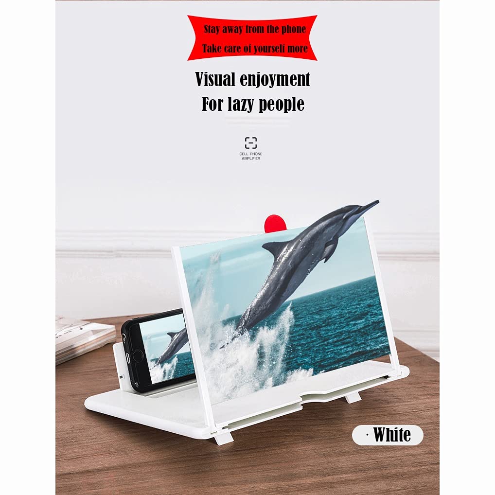 10/12 Inch 3D Desktop Phone Stand Holder - Universal Smartphone Screen Magnifier & Video Projector Amplifier for Watching Movies, Gaming, and Hands-Free Viewing