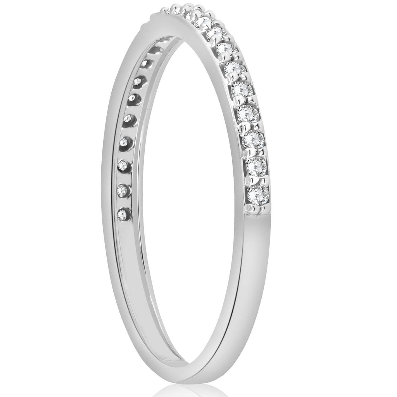 1/8ct Stackable Women's Diamond Wedding Ring - 10k White Gold for Bridal, Anniversary & Everyday Elegance