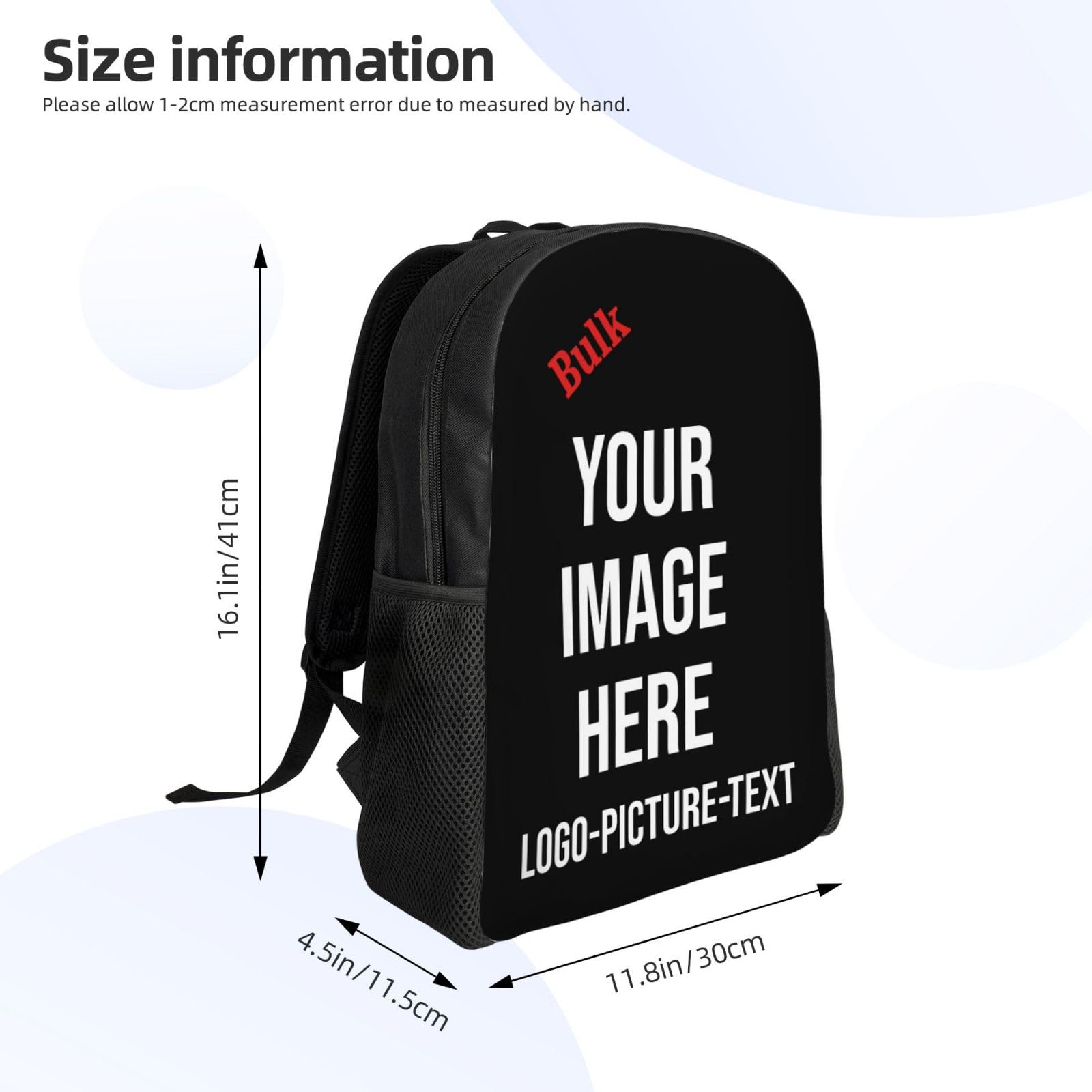 Personalized Backpack for Boys & Girls - Custom Text & Image Print - Customizable Laptop Bag for Men & Women - Perfect for School, Travel & Work